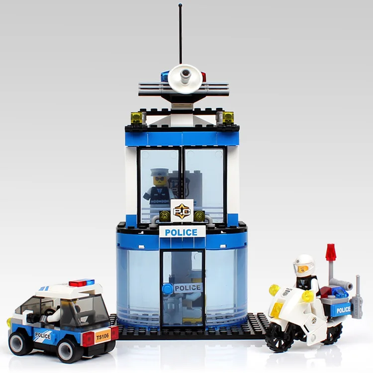 

2015 New Creative City Police Office Transformation Building Blocks Brick Model Figure Christmas Child Gift Intelligent toy