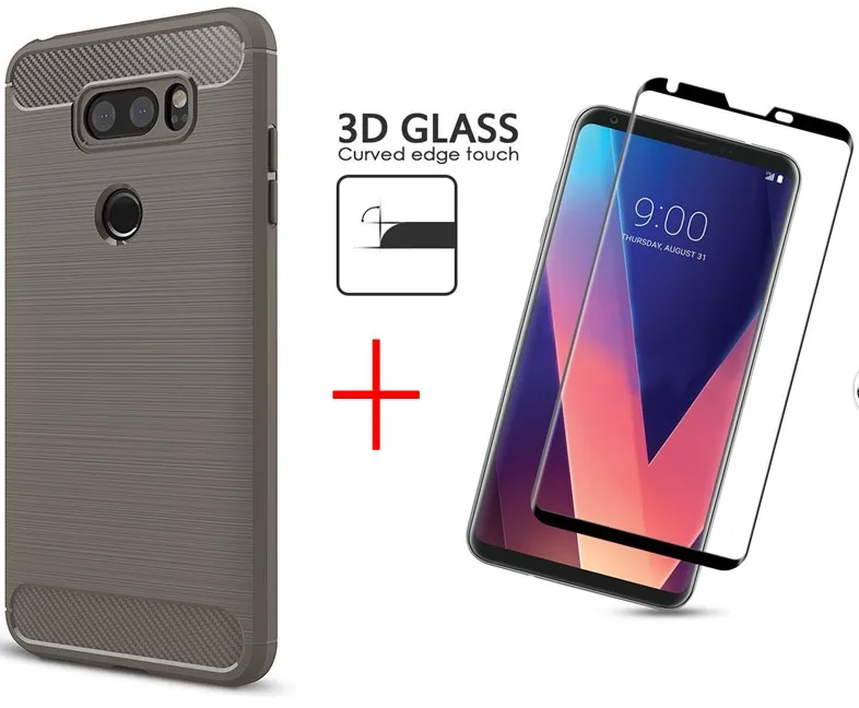 Для Fundas LG V30 Чехол Мягкий ТПУ/углеродное волокно чехол для и 3D изогнутый полный