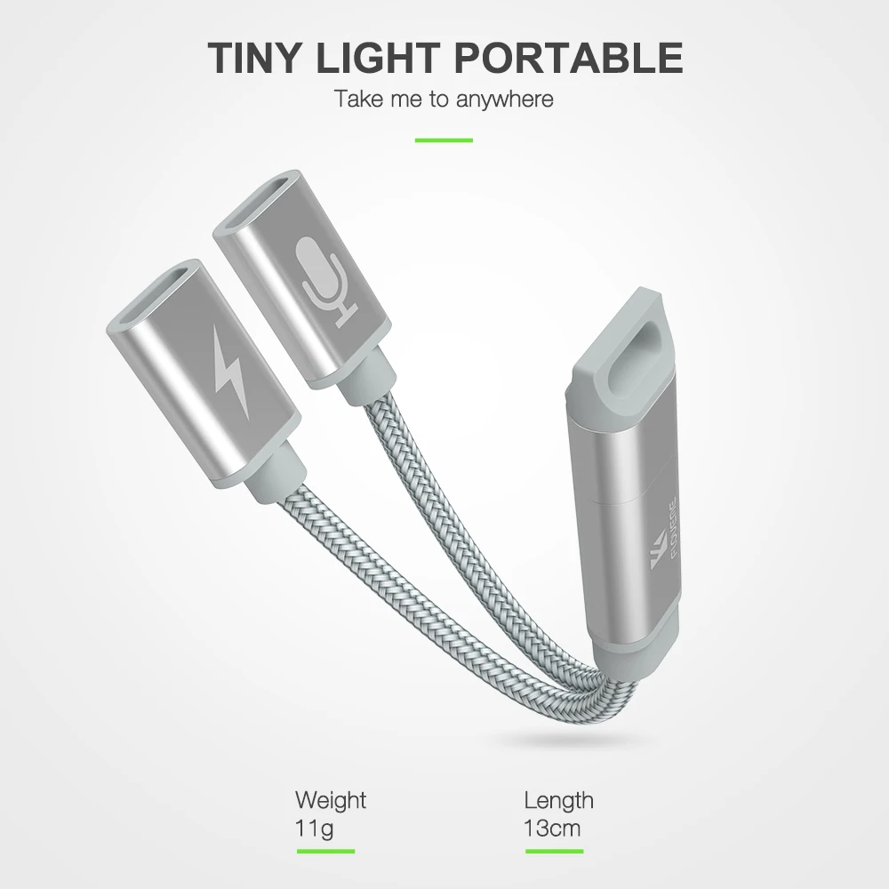 Кабель Сплиттер FLOVEME 2 в 1 для подключения Lighting к аудиоконвертеру 3 5 мм iPhone 7 8 Plus X