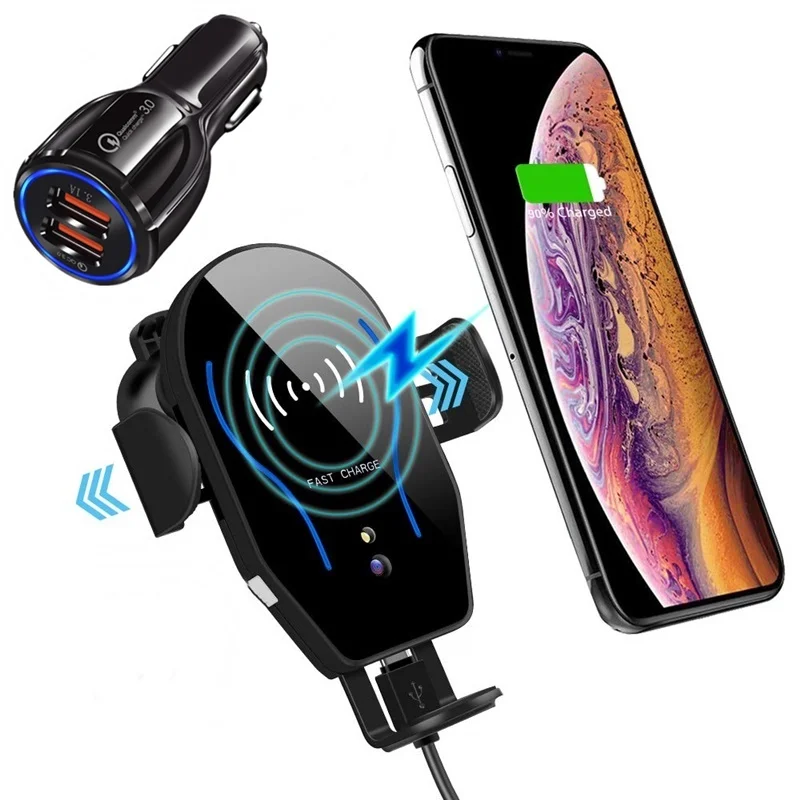 Tongdaytech 10 Вт Qi Беспроводное Автомобильное зарядное устройство для Iphone X XS 11 Pro MAX автоматическое быстрое зарядное устройство для телефона samsung Xiaomi Quick Charge - Тип штекера: car wireless charger