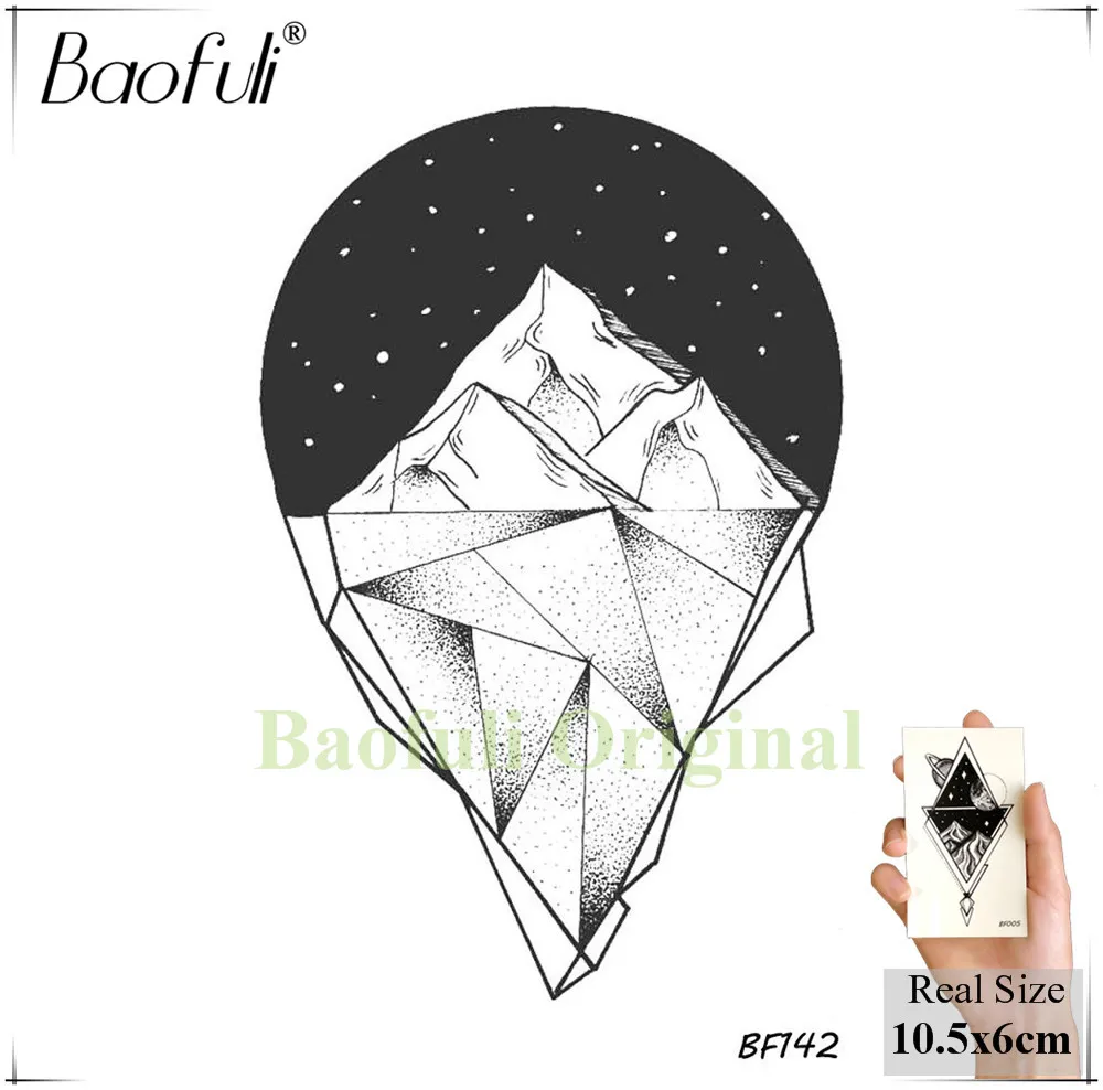 Тату наклейка BAOFULI с цветами черная временная водостойкая одноразовая|Временные