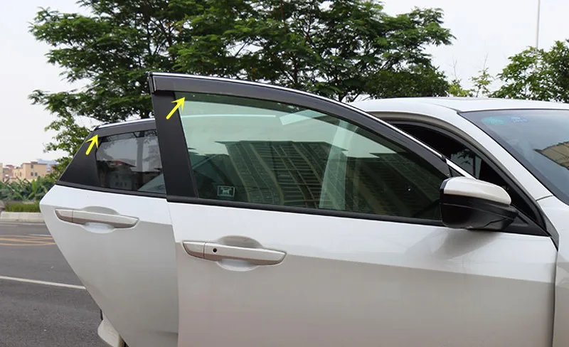 Для Honda Civic 10th Gen 4dr Sedan- оконный козырек вентиляционный защитный козырек от солнца и дождя 4 шт. аксессуары для стайлинга автомобилей