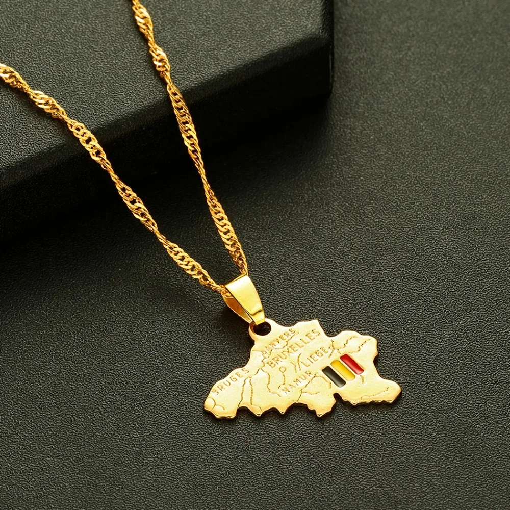 CHENGXUN винтажное ожерелье с подвеской в виде карты Бельгии для мужчин и женщин