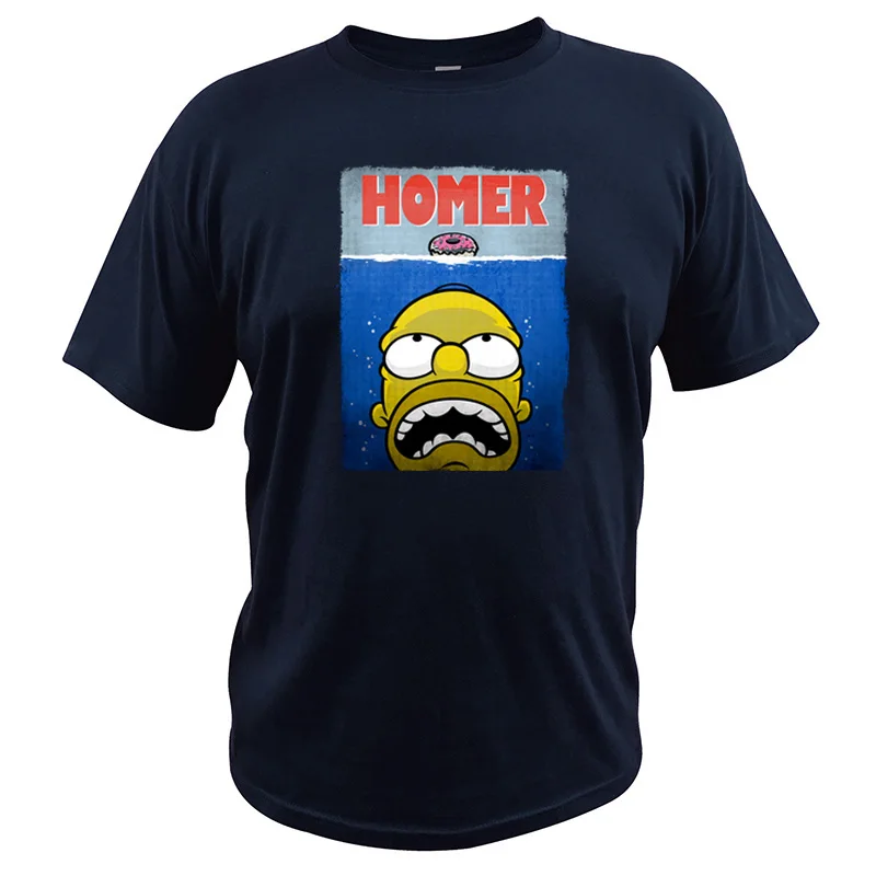 Homer Jay футболка Симпсон пончики ЕС Размер цифровой печати дышащие Camisetas Чистый хлопок Американский мультфильм топы тройник - Цвет: Тёмно-синий