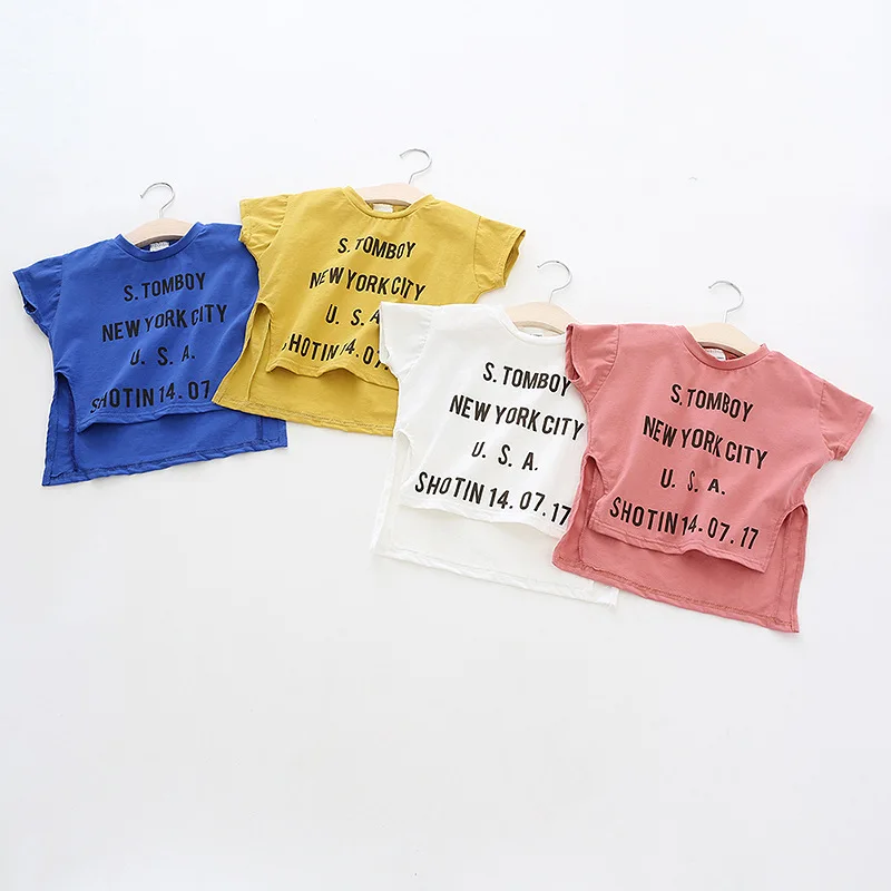 

Children's Letter Print T Shirt Baby Boys and Girls Short Sleeves Tee Shirt Kids Cotton Casual Top Tees Fashion Summer Baby Tees