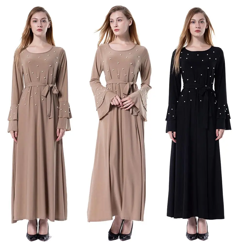 Женское мусульманское платье Кафтан Abaya турецкое хиджаб с бисером турецкая