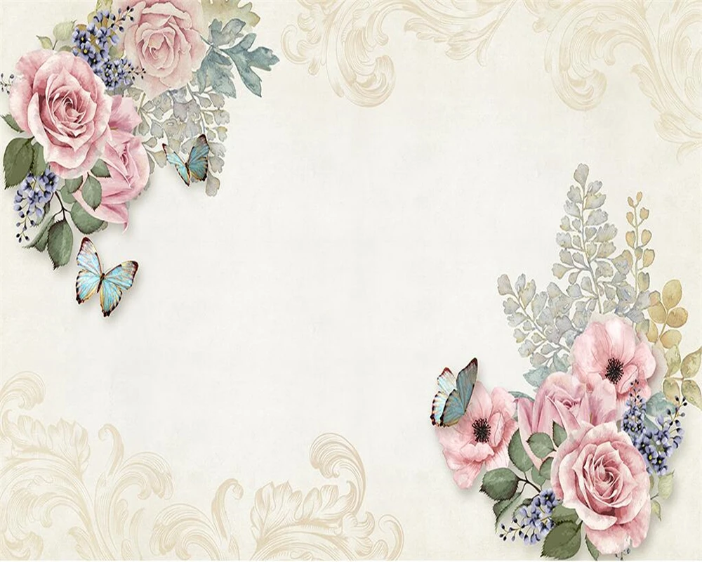 Обои на заказ Ретро стиль роза сад ветер ТВ фон стена гостиная спальня фоновые