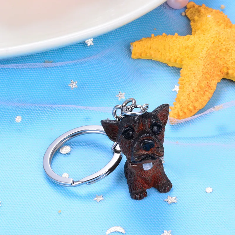 Милый шарф из смолы брелок для ключей с мини собакой Модная бижутерия брелки