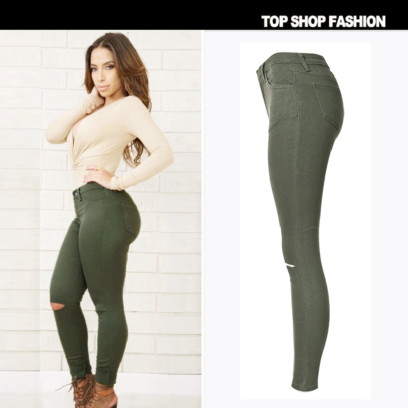 Liva Girl Fashion Women Jeans pants Popular mendicant to break the high waist elastic jeans of cultivate one's morality |