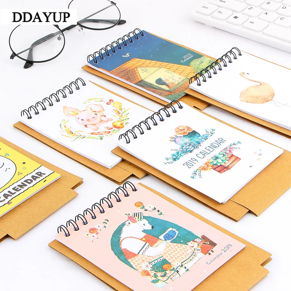 2019 милый каваи мультфильм Календарь с изображением животных из мультфильмов