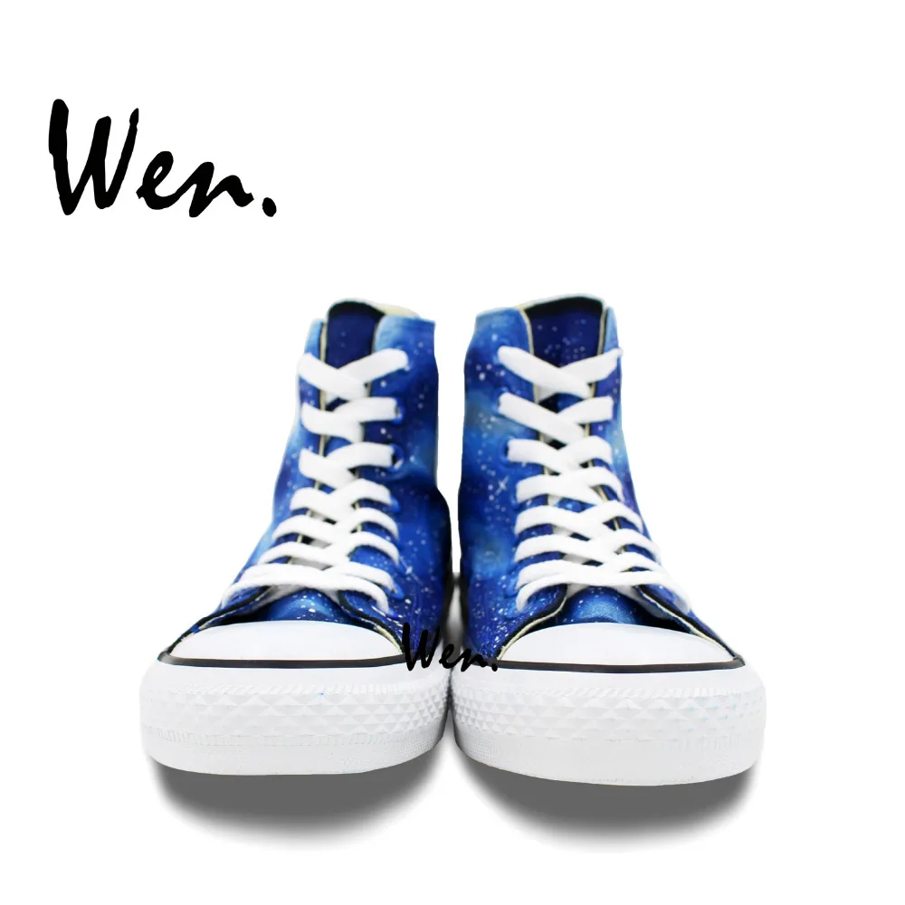 Вэнь оригинальная обувь Ручная роспись дизайн под заказ синяя галактика