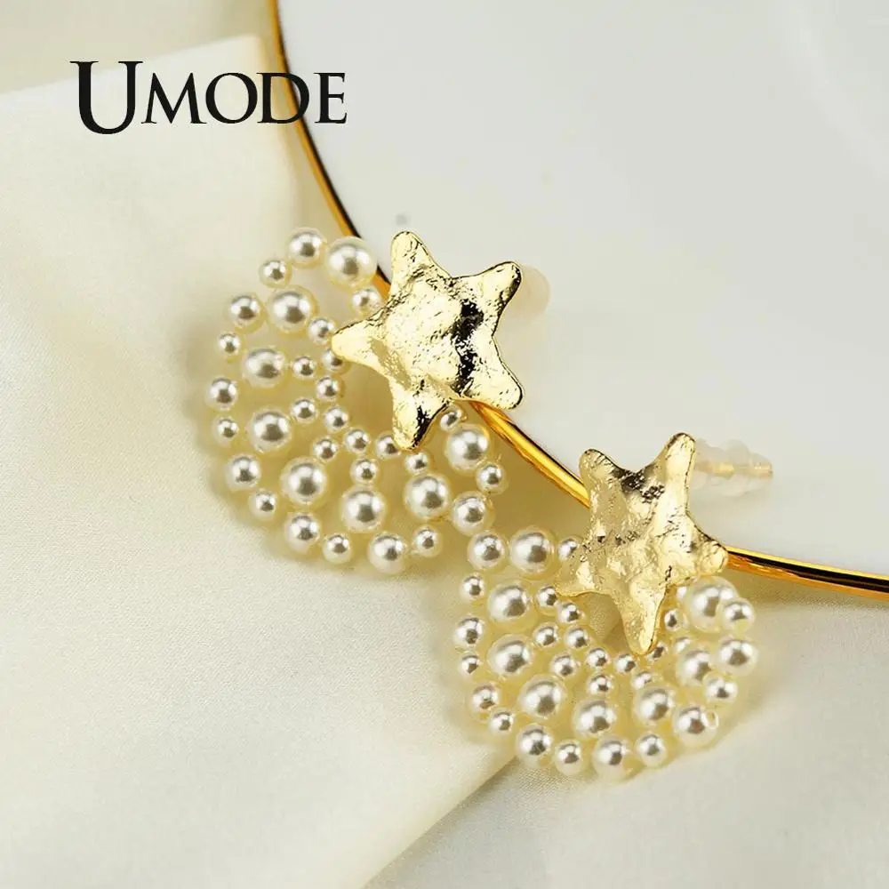 Женские серьги-гвоздики с имитацией жемчуга UMODE классические серьги золотого