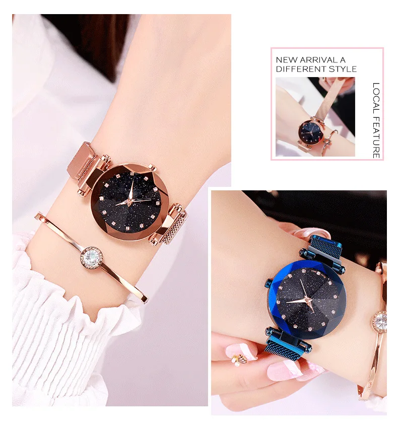 Reloj Mujer, роскошные часы из нержавеющей стали, звездное небо, женские модные наручные часы с магнитной пряжкой, часы для женщин, шикарные женские часы