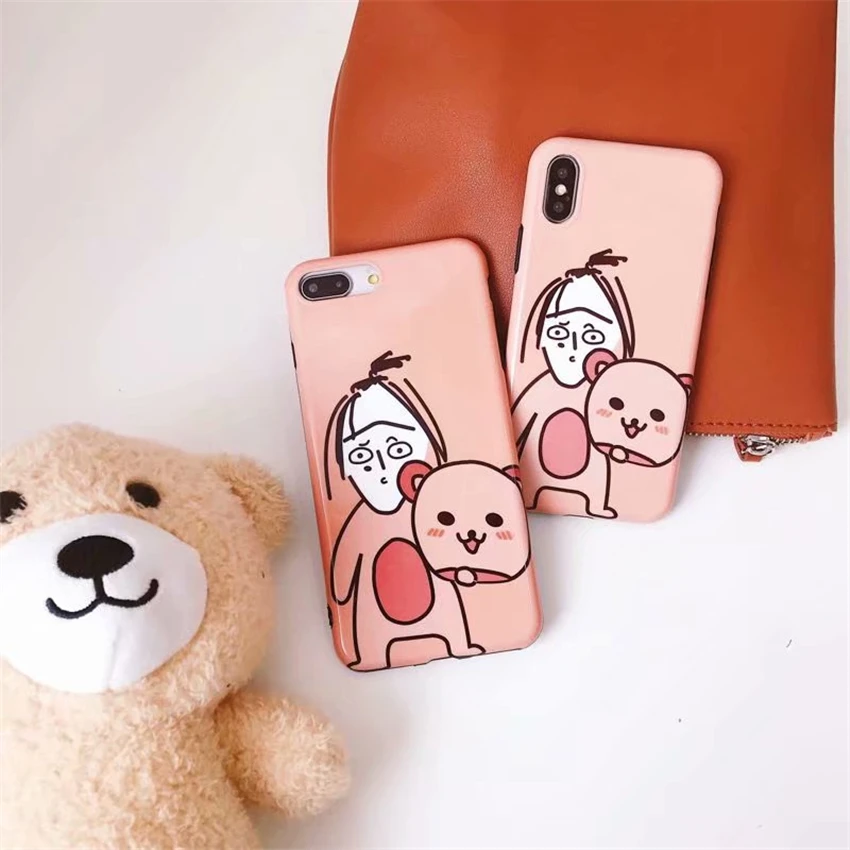 Cartoon Bear Phone Cases For iPhone 6 6S Plus Animal Cute Pink Soft TPU Back Cover 7 8 X Coque Funda |