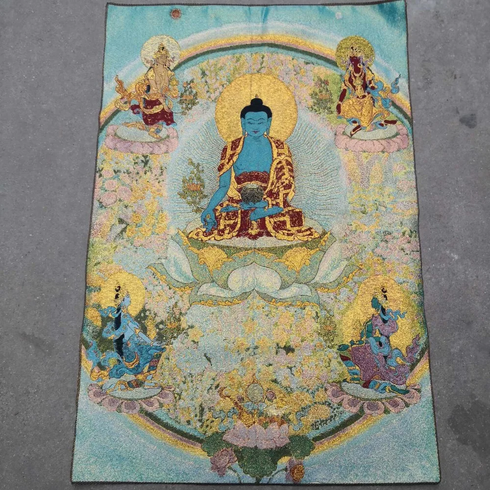 2019Nepalese collection of traditional Tibetan Buddhism Thangka Buddha paintings large size (90X60) silk brocade painting 00119 | Дом и сад