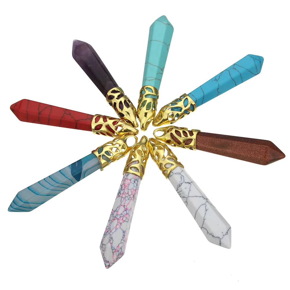 Популярный в виде пули кулон с натуральным драгоценным камнем из кварца и