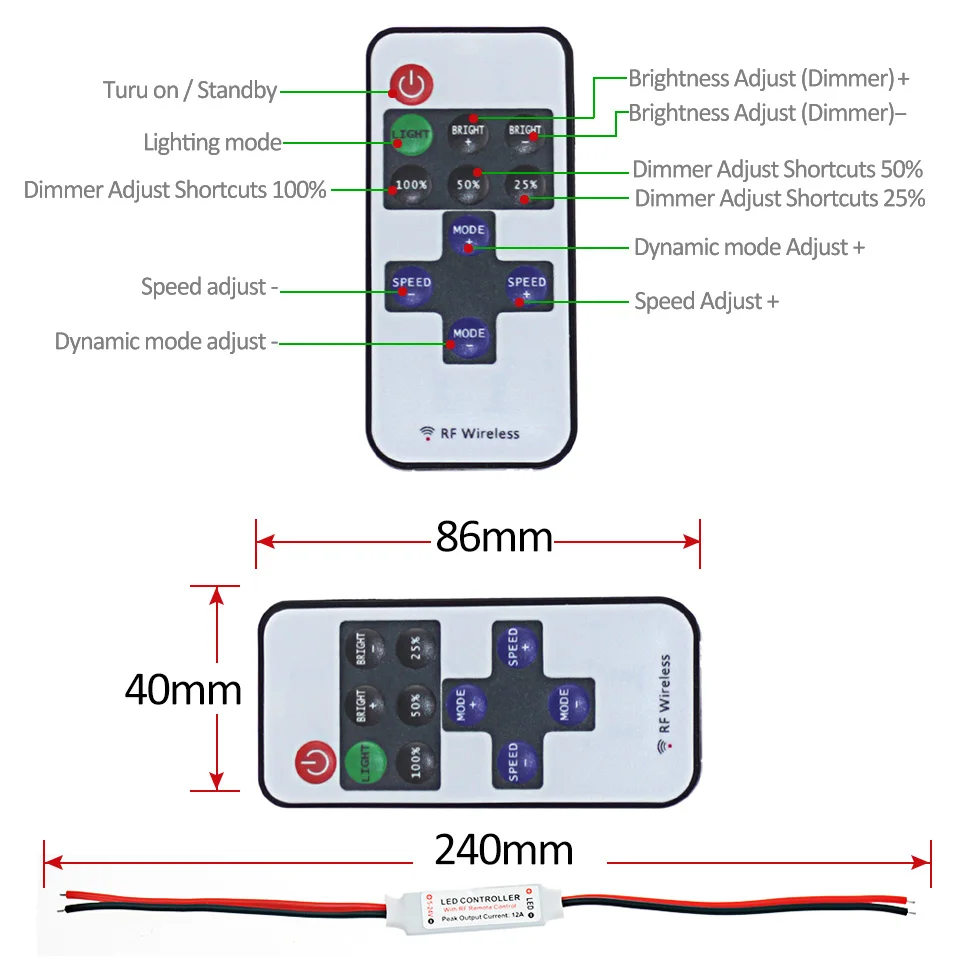 Беспроводной мини пульт дистанционного управления для светодиодной ленты 1