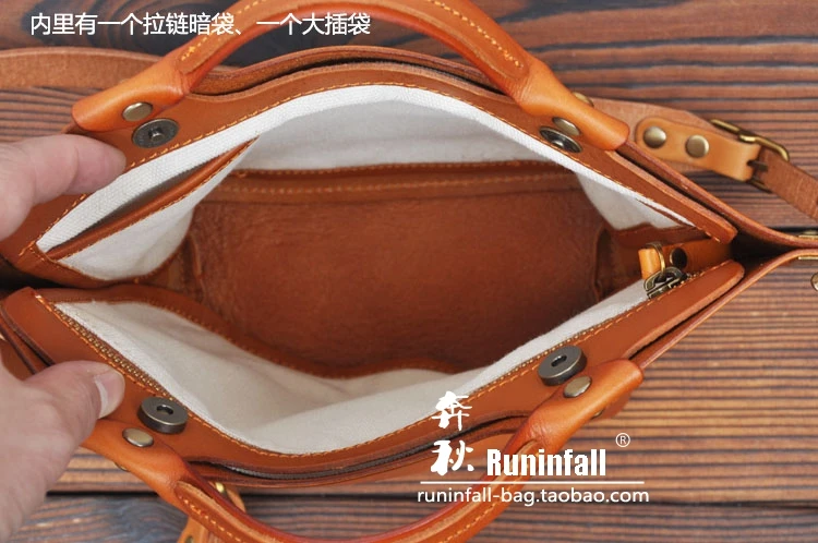 Женская сумка-мессенджер из натуральной кожи растительного цвета в ретро-стиле