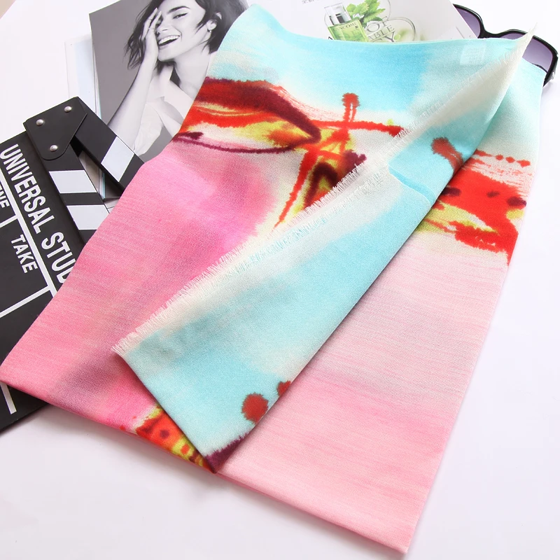 Женский шерстяной шарф шаль из пашмины ручной росписи вечерние шарфы 100% шерсти