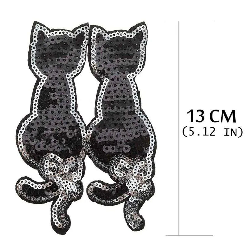 13276BK-S Черный/Красный Кот Реверсивные изменения цвета блестки DIY патч аппликация пришить патчи для одежды мешок Одежда пальто джинсы ремесло - Цвет: 13276BK-S