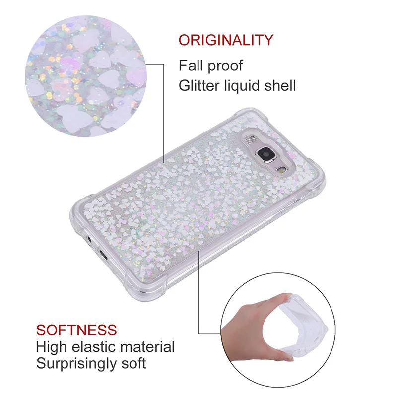 Блестящий динамический Жидкий чехол для Samsung Galaxy J1 J3 J5 J7 2015 2016 J2 Prime J310 Bling Antil knock TPU