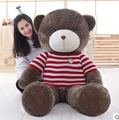 

big plush round eyes red and white stripes sweater teddy bear toy huge bear doll gift about 160cm