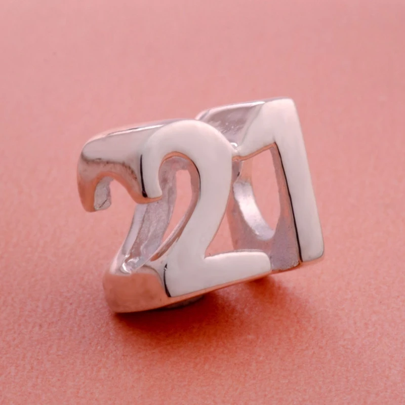 Choruslove Genuine 925 Sterling Silver Birthday Milestones Number 21 Charm Bead fits Pandora Charms Bracelets SS2947 | Украшения и