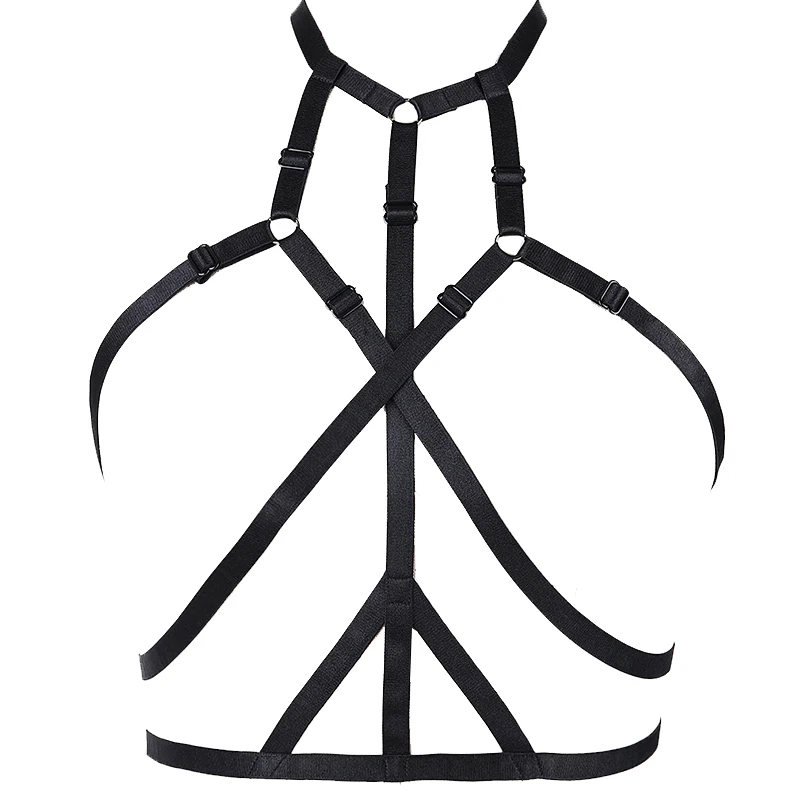 

Women Gothic Body Harness Black Lingerie Bondage Harness Sexy Harajuku Cage Adjustable Fetish Wear Bra