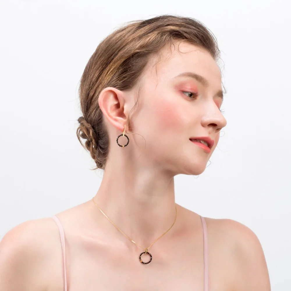 ORSA JEWELS новейшие чистые 925 натуральные серьги-подвески с драгоценными камнями для леди стерлингового серебра Висячие круглые серьги ювелирные украшения SE153