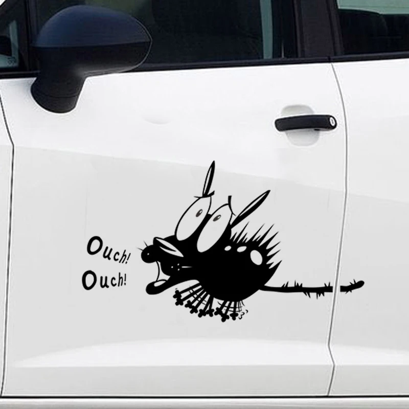 Забавная наклейка с зажимом хвост черная кошка от окна двери шокируется большим