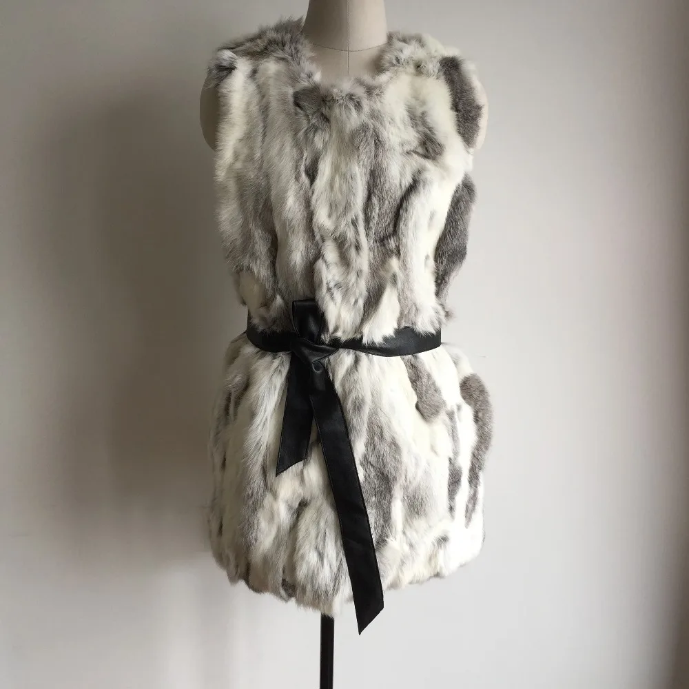 Женский Длинный жилет из натурального кроличьего меха | Женская одежда