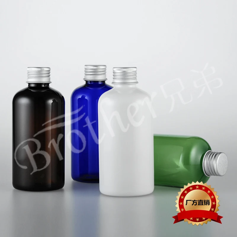 

220ml PET Chunky Round Shoulder Aluminum Cap Bottle Pure High-end Bottle of Cosmetics 10PCS/LOT
