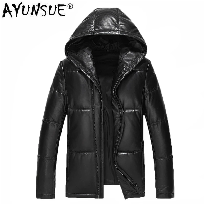 AYUNSUE зимнее пальто из натуральной кожи мужская кожаная куртка мужские толстые