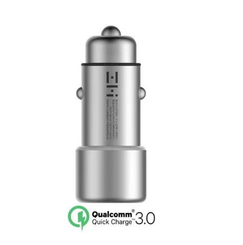 Car charger only Оригинальное автомобильное зарядное устройство Xiaomi ZMI с кабелем 3 в 1, двойной USB QC 3,0, быстрая зарядка, 5 В, 2,4 А, металл, для iPhone, samsung, iPad, huawei, телефона - Цвет: Car charger only