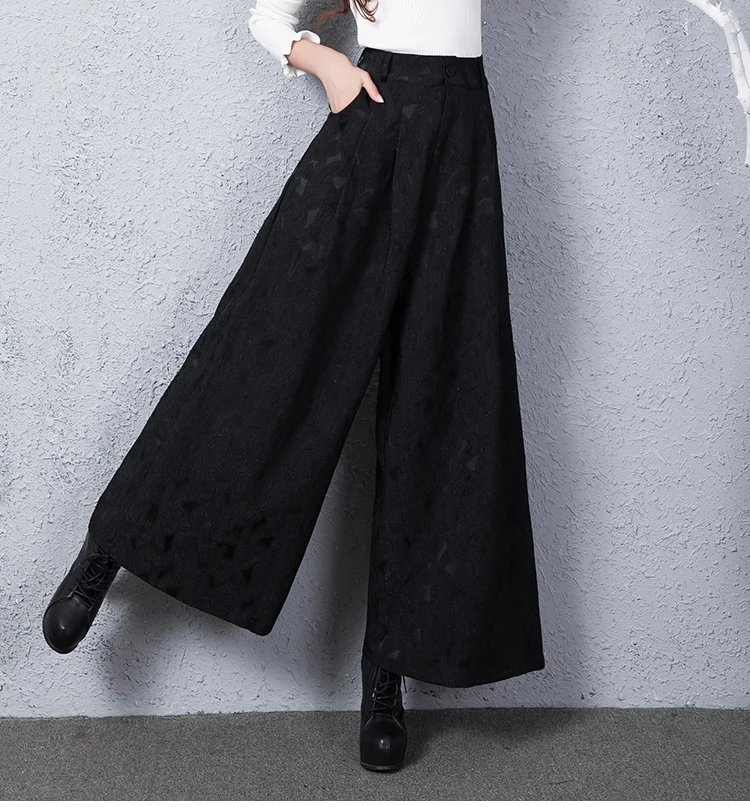 Женские широкие брюки большого размера плюс черные красные синие свободные до