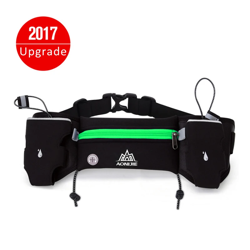 green B AONIJIE E834 поясная сумка для бега спортивный гидратационный пояс держатель для бутылки с водой для телефона поясная сумка марафон отражающая регулируемая - Цвет: green B