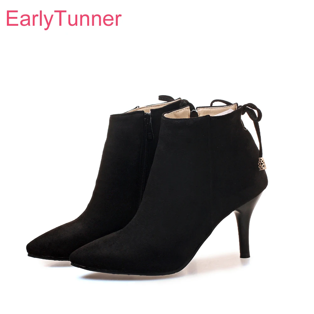 

Brand New Hot Sales Winter Sexy Black Red Women Ankle Dress Boots Fashion Lady OL Shoes High Heel ES90 Plus Big Size 10 32 43 46