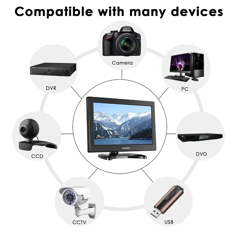 Neewer nw1116 11.6 дюймов HD 1080 P Мониторы HDMI USB VGA BNC видеонаблюдения av аудио Вход Динамик