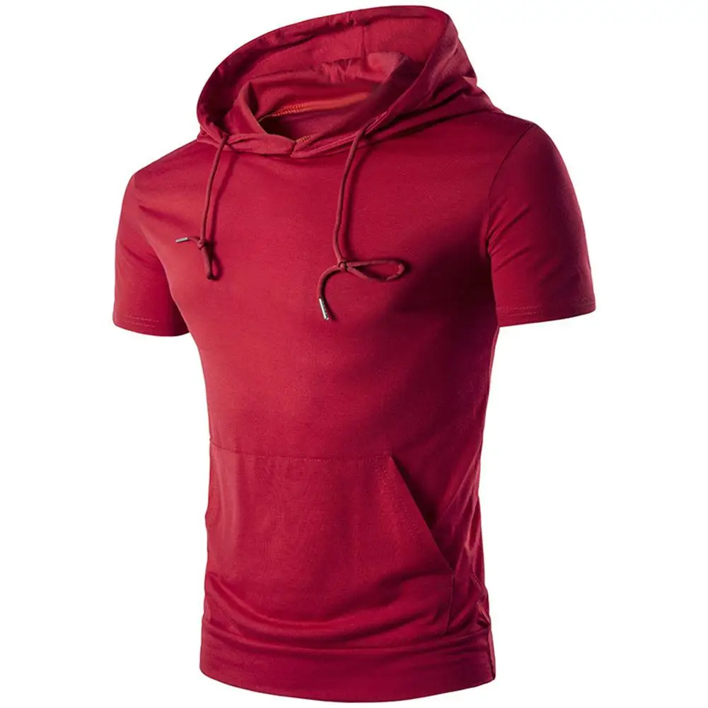 Новые спортивные мужские летние одноцветные толстовки с коротким рукавом