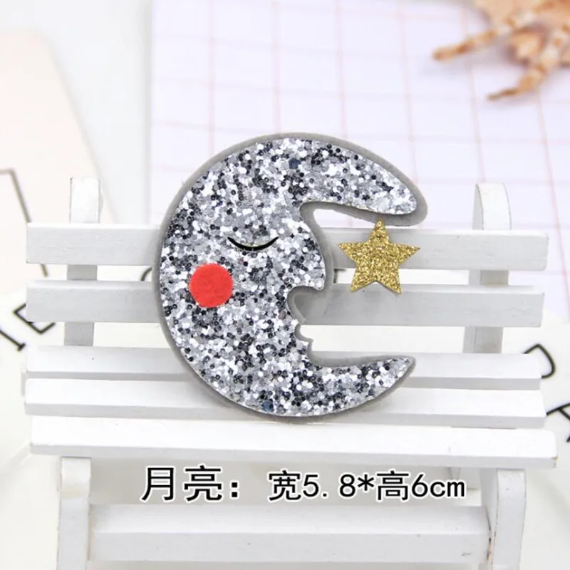 12 шт. блестящая кожа Нетканая ткань Радуга/луна/солнце для заколок волос