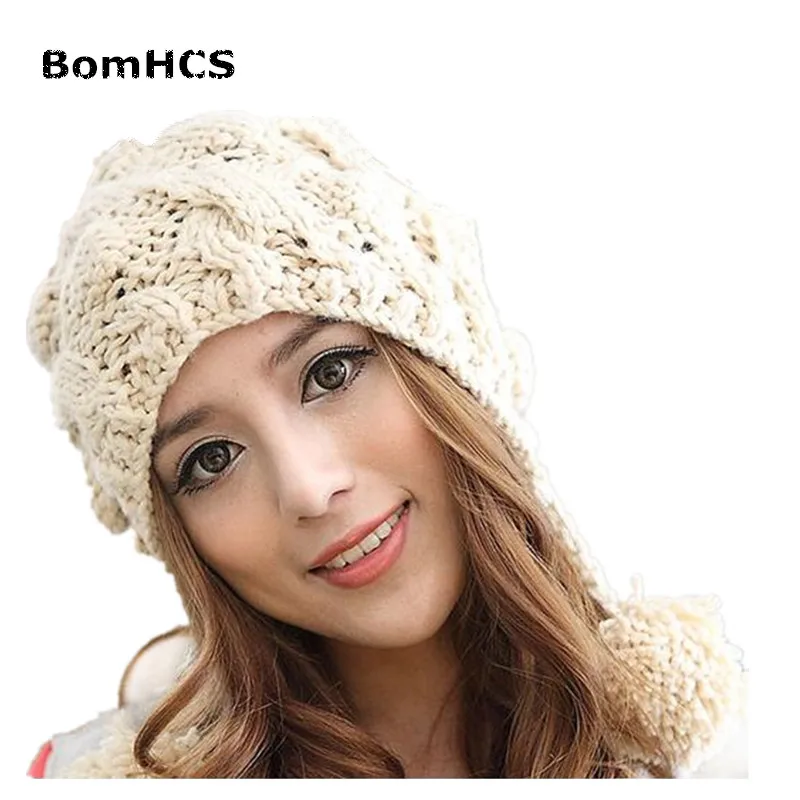 Вязаная шапка BomHCS ручной работы Женская осенне зимняя плотная теплая муфта|cap
