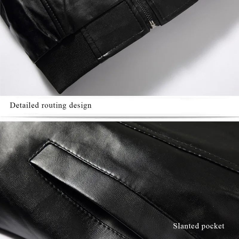 Мужская приталенная куртка из искусственной кожи Классическая Байкерская