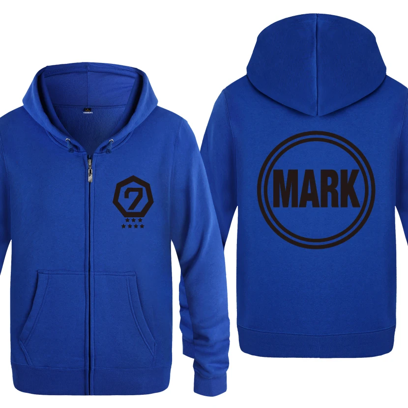 

MARK GOT7 Hoodies Men 2018 Men's Fleece Zipper Cardigans Hooded Sweatshirts