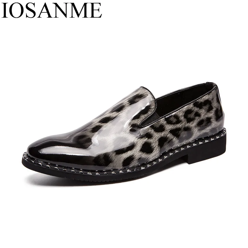 Мужские туфли из лакированной кожи с леопардовым принтом|Туфли| |