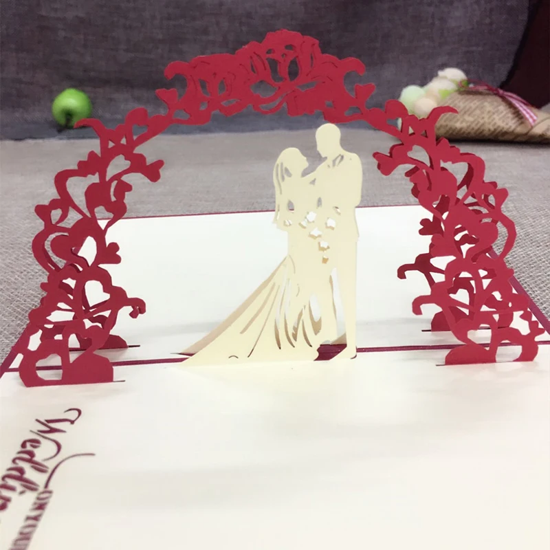 1 шт. лазерная резка романтическая 3D всплывающая открытка с конвертом
