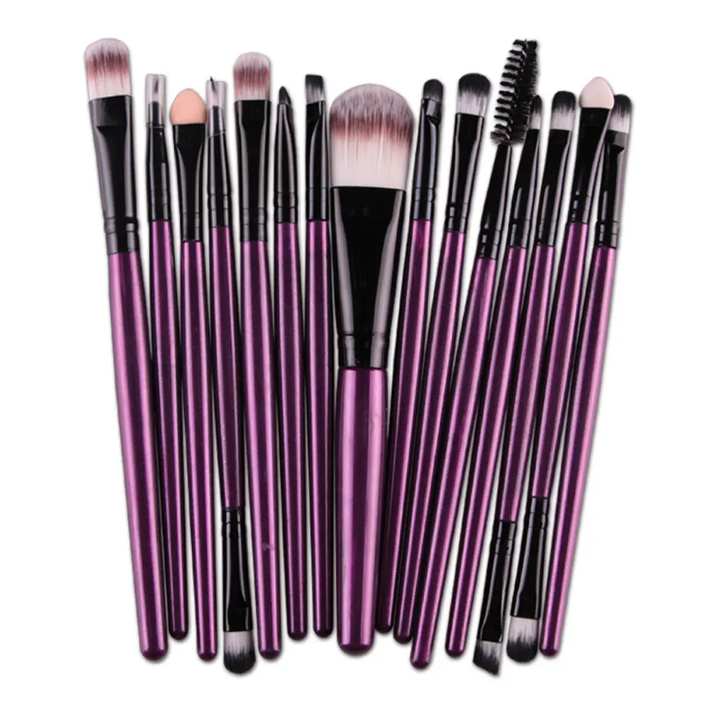 15 pcs/Sets Makeup Brushes Set Eye Shadow Pro Foundation Eyebrow Lip Brush For Women Lady Purple Color H7JP | Красота и здоровье