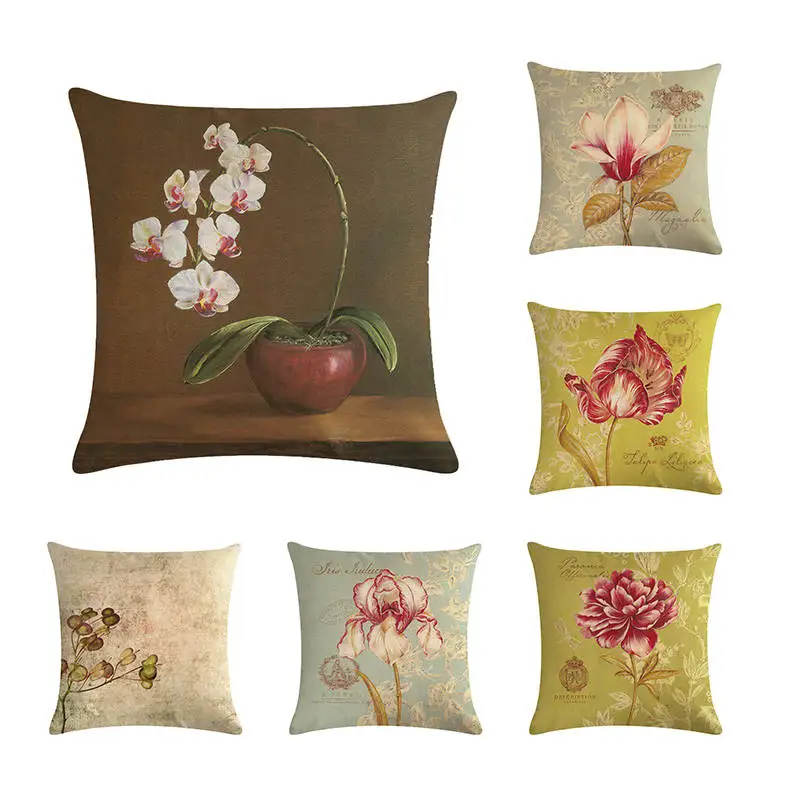 

Современный простой чехол для подушки, наволочка для подушки с изображением птиц и цветов, растительность, теплая, семейный узор, Наволочка ...