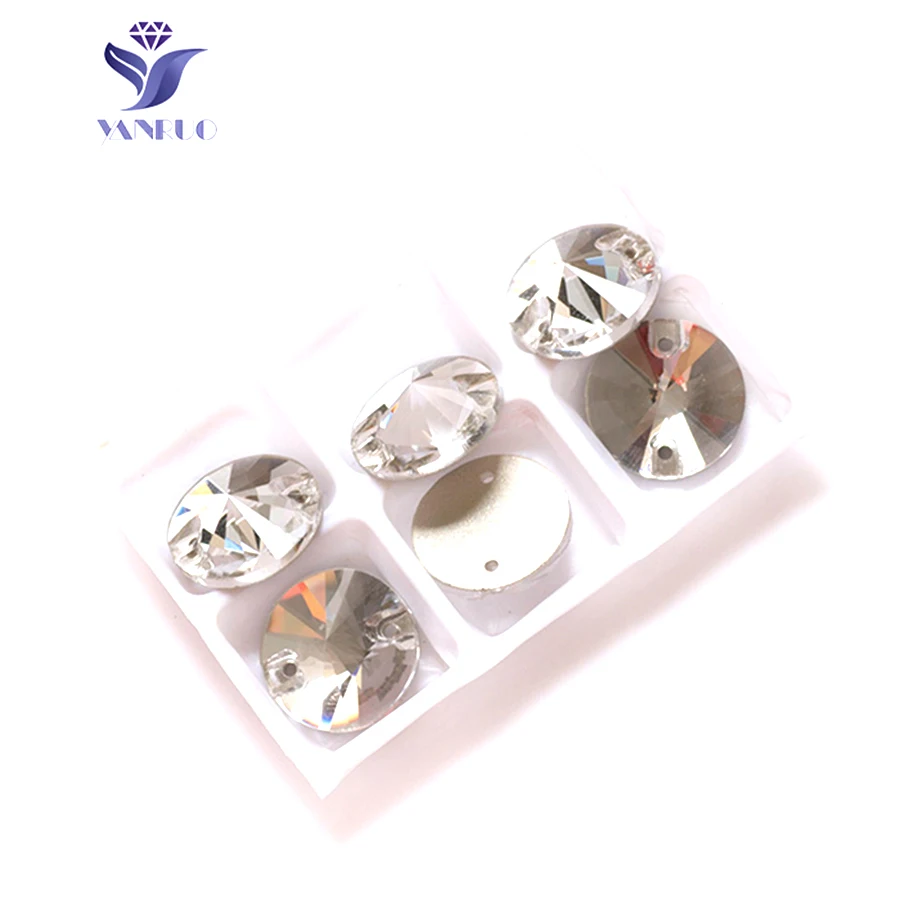 YANRUO 3200 круглые Пришивные Rivoil Стразы AAAAA с плоской задней частью платья стеклянные камни стразы для шитья камни для ювелирной одежды