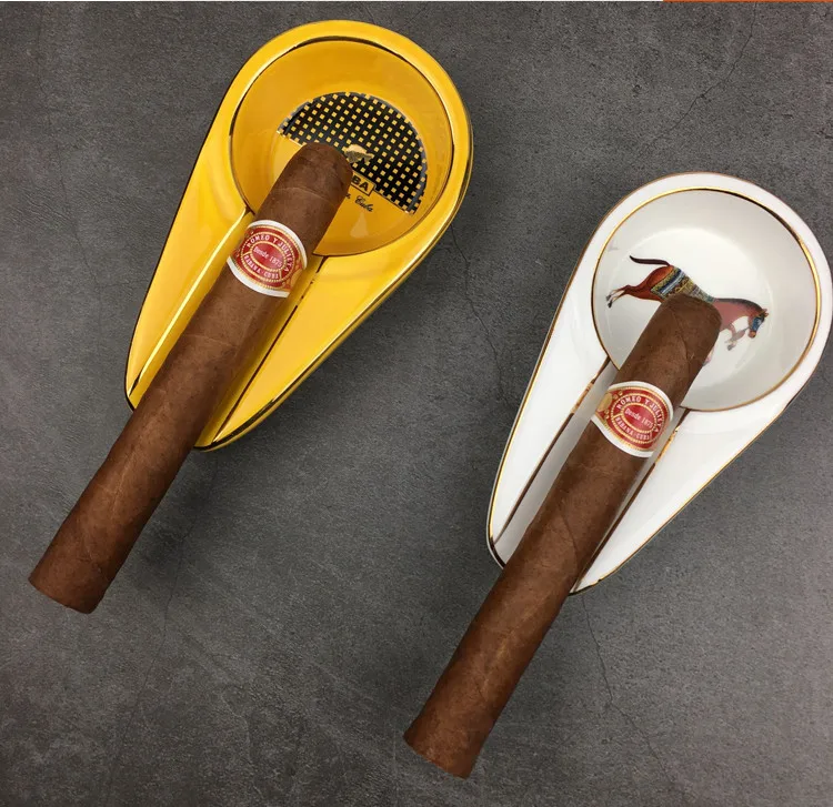 Керамическая пепельница COHIBA для сигар подставка круглая ясень белый портативный