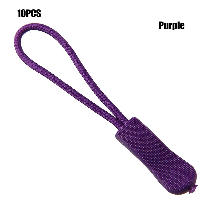 Purple 10 шт., сменный зажим на застежке-молнии, фиксатор на молнии с сломанной пряжкой, дорожная сумка, чемодан, палатка, рюкзак, конец, подходит для веревочной бирки - Цвет: Purple